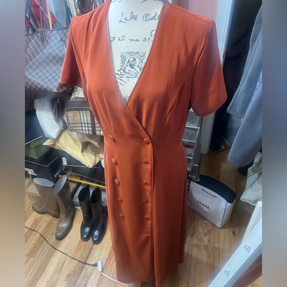 Alexia admor Vibrant burntOrange Midi Dress nwt